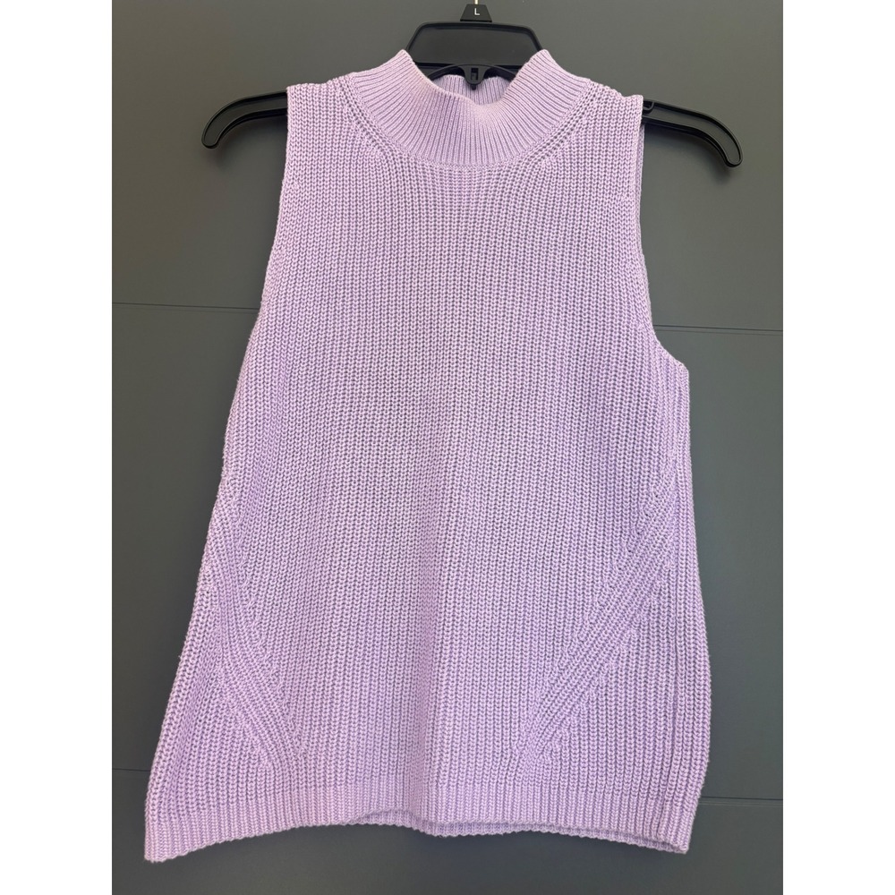LOFT Lavender Purple Shaker Knit Mock Neck Sweater Vest Sleeveless Top Small